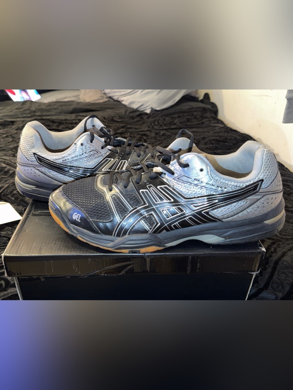 ASICS Gel Rocket 7 black & white trainers. Size 12.5